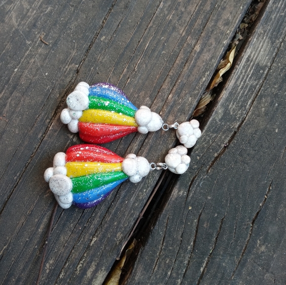 🌈 Rainbow ☁  Earrings Glitter 🌟🌈✨ - Picture 3 of 4